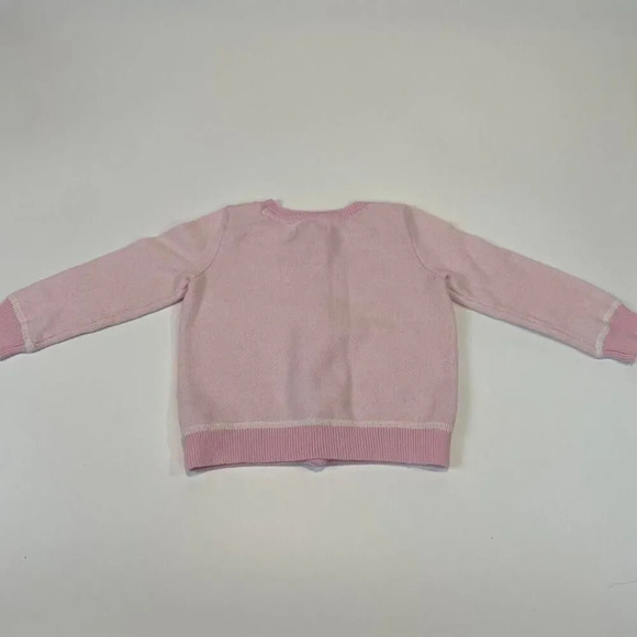 Pink Zebra girls sweater cardigan size 12M; cotton-acrylic blend, clear buttons - Picture 5 of 5